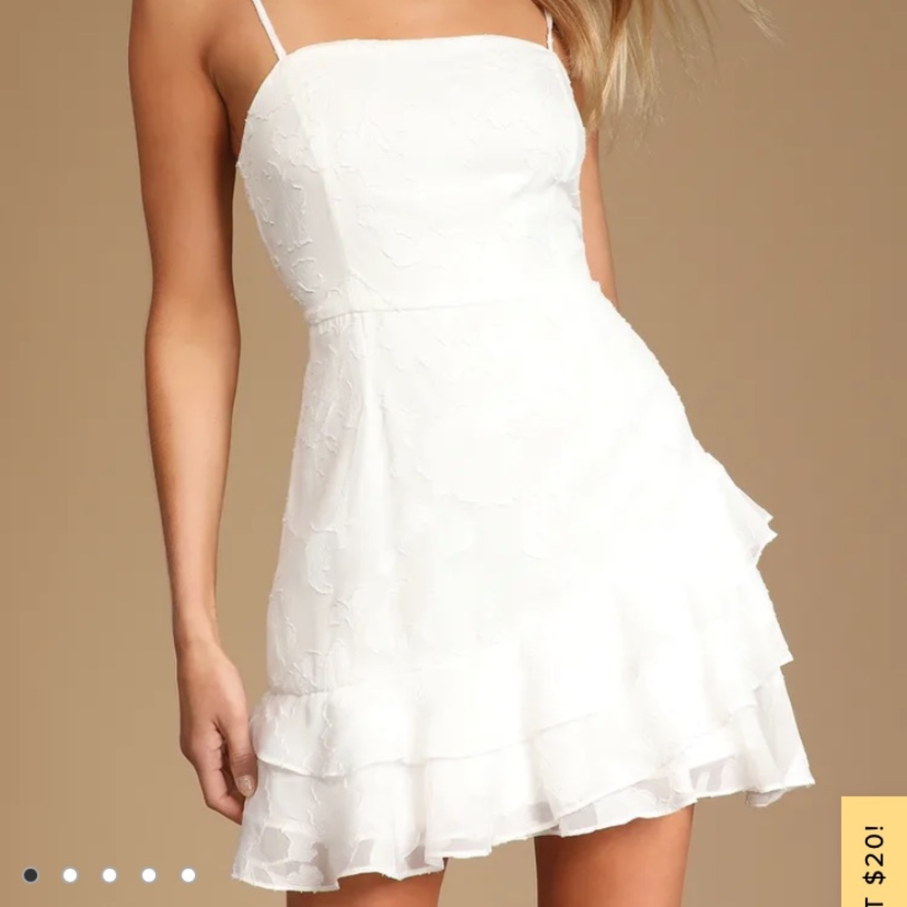 Lulus Days with You White Floral Burnout Ruffled Mini Dress